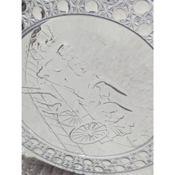 EAPG 1887 Currier & Ives Balky Mule Clear Glass Tray Flint Glass Co-operative - Picture 3 of 9
